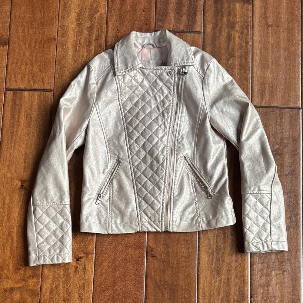 Art Class Girls Faux Leather Moto Pink Jacket Size Medium (7/8)